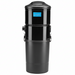 A black Element Central Vacuum DB7000 Power Unit, featuring a cylindrical shape with a bucket on top and a utilitarian design for home vacuuming needs on white background. Capital Vacuum Raleigh Cary NC