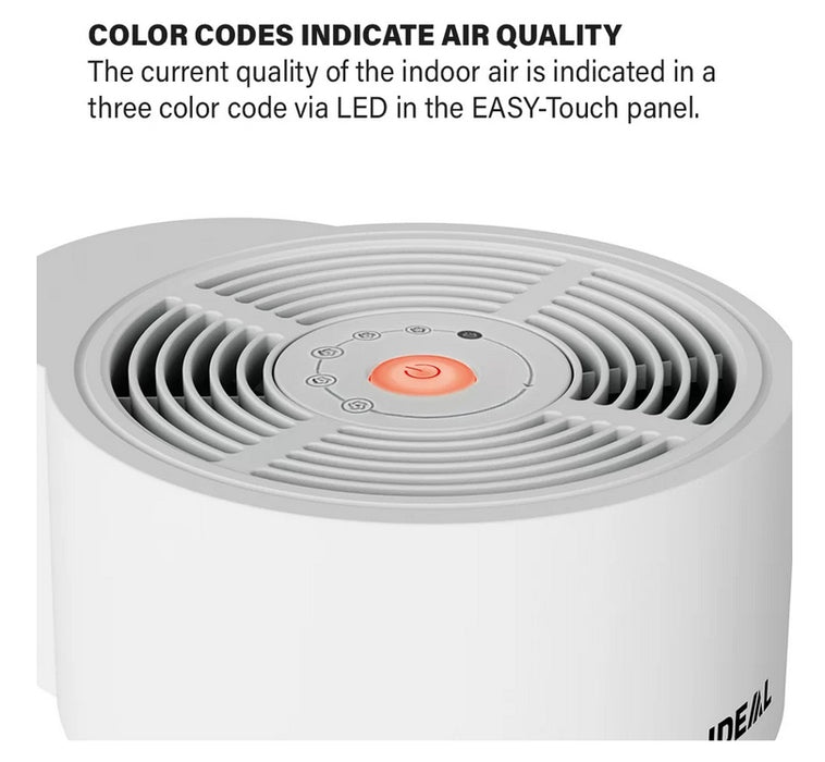 Ideal Air purifier with LED indicator on a white background. Ideal Air Purifier AP40 Air Cleaner Capital Vacuum Raleigh Cary NC