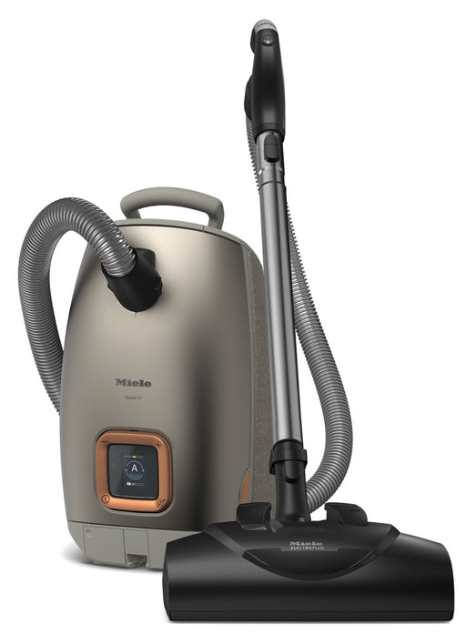 Miele Titanium PF vacuum cleaner on a white background. Miele Guard L1 Electro Titanium PF SUFE0 Canister Vacuum Cleaner Capital Vacuum Raleigh Cary NC