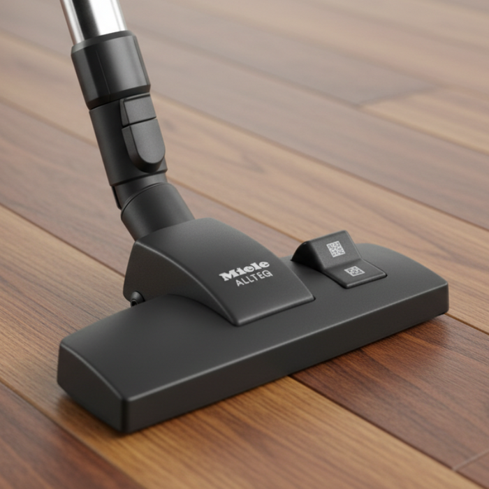 Miele vacuum cleaner head on a wooden floor