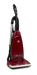 Riccar R21 Spirit Plus Red vacuum cleaner with 'RR' logo on a white background LH. Riccar R21 Spirit Plus Upright Vacuum Capital Vacuum Raleigh Cary NC