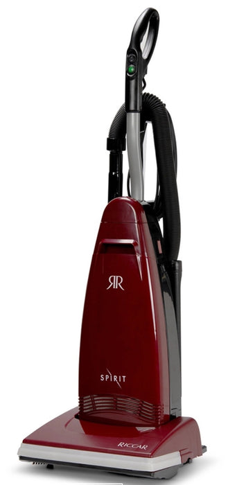 Riccar red and black vacuum cleaner on a white background