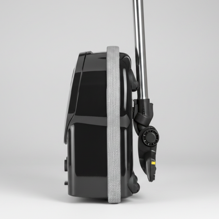 Sebo Airbelt D4 Canister Vacuum 90940AM or 90941AM side view. Capital Vacuum Raleigh Cary NC