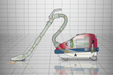 Sebo Airbelt D4 Canister Vacuum 90940AM or 90941AM air flow illustration on grid background. Capital Vacuum Raleigh Cary NC
