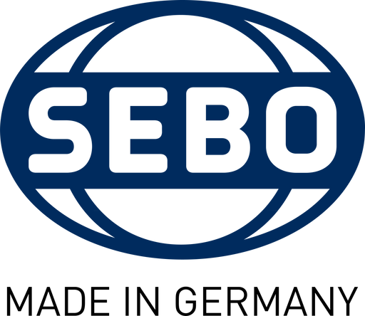 SEBO logo with 'Made in Germany' text on a white background. Sebo Felix Premium Upright Vacuum 9809AM Capital Vacuum Raleigh Cary NC