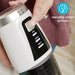 Hand holding a Simplicity S67 vacuum with digital display and control buttons, labeled 'Variable Speed Options' Simplicity S67 cordless vacuum cleaner. Capital Vacuum Raleigh Cary NC