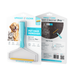 Uproot Clean Uproot Cleaner Pro pet hair remover in its retail blister packaging, featuring a light blue handle and a white scraper head with a yellow accent. The packaging includes images of a golden retriever and a cat, and promotional text overlays indicating '#1 BEST SELLER' Capital Vacuum Raleigh Cary NC